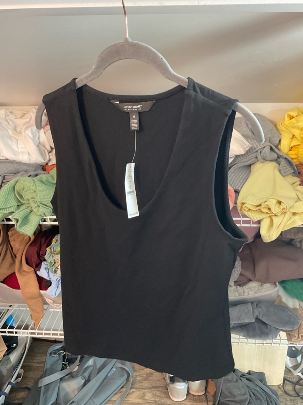 White House Black Market Black Scoop Neck Shell